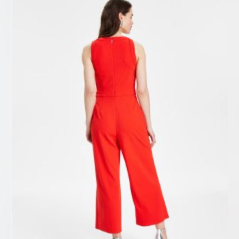 Karl Lagerfeld Orange Wide Leg Crop Jumpsuit - Picture 2 of 6